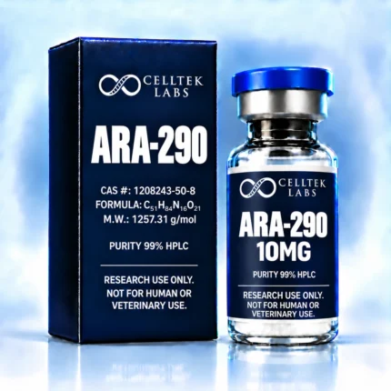 CellTek Labs ARA-290 10mg white powder vial and carton