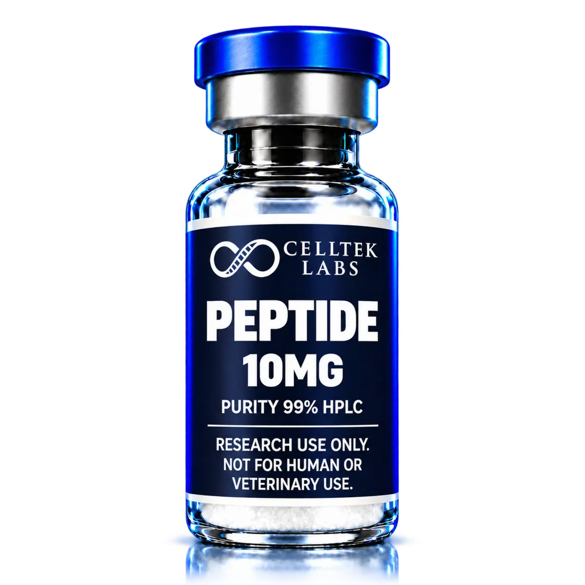 CellTek Labs peptide vial labeled Peptide 10 mg