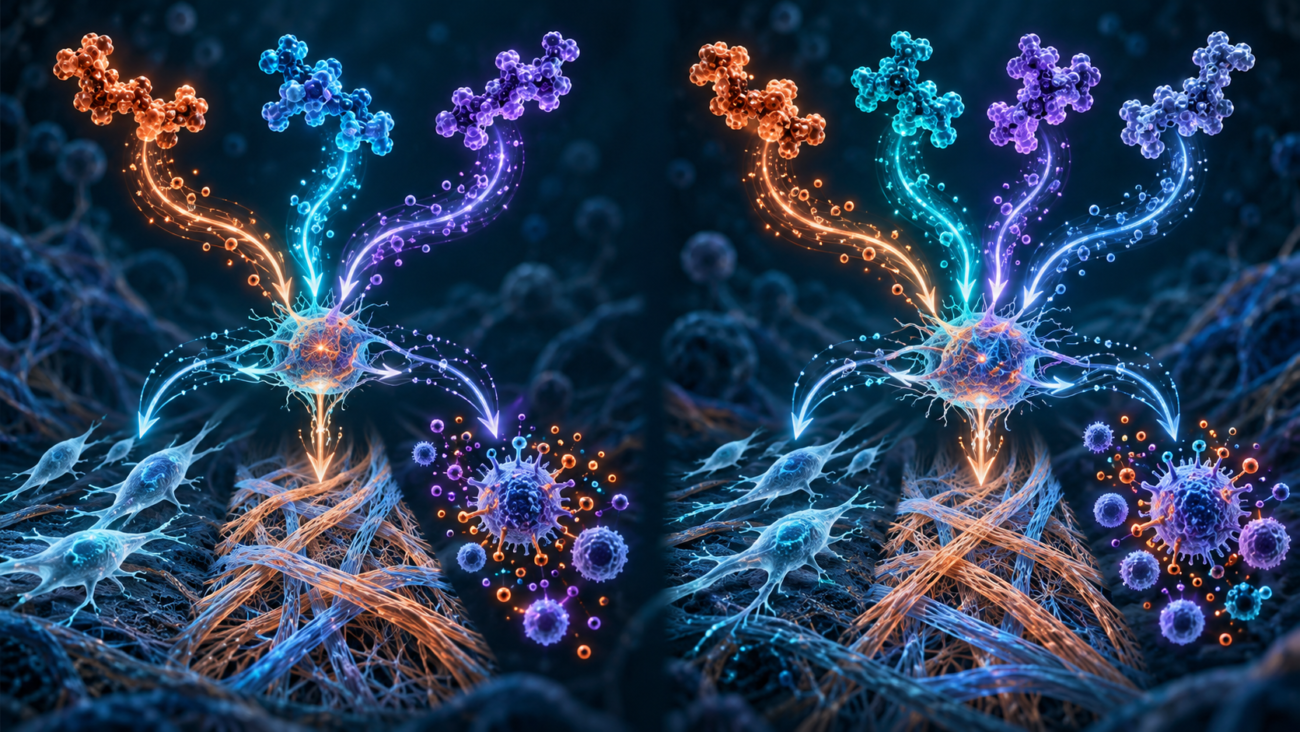 Three-signal GLOW pathway and four-signal KLOW pathway converging on tissue research markers