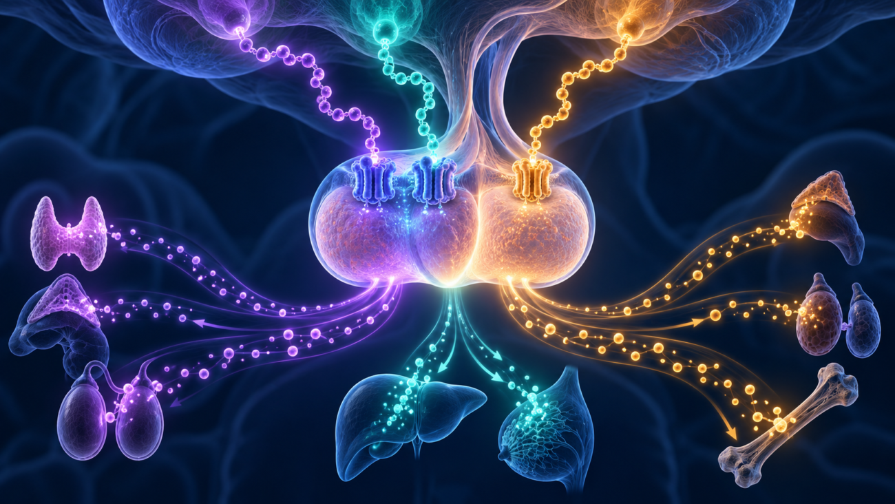 Three peptide pathways converging on growth-hormone release